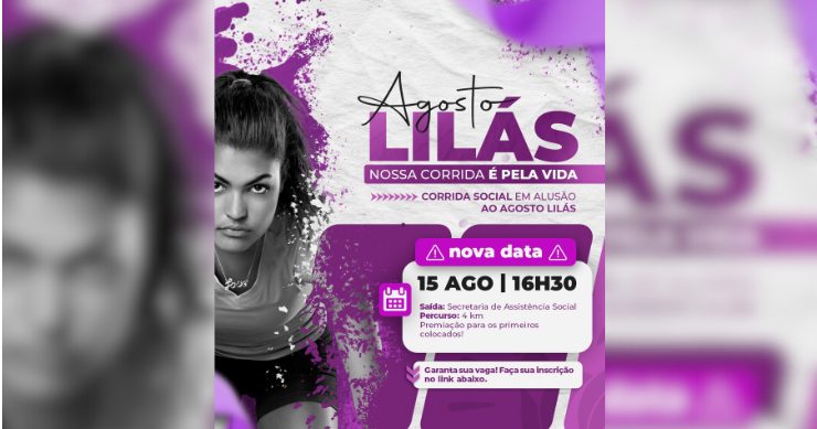 Corrida Social Agosto Lilás tem nova data em Pedra Lavrada