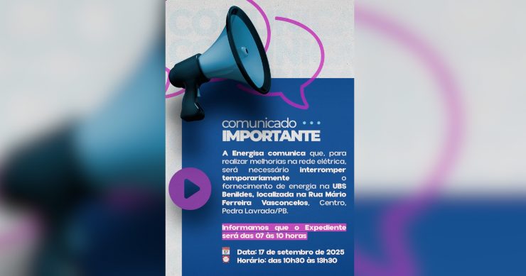 Secretaria de Saúde informa suspensão temporária de energia na USB Benildes nesta quarta-feira, 17