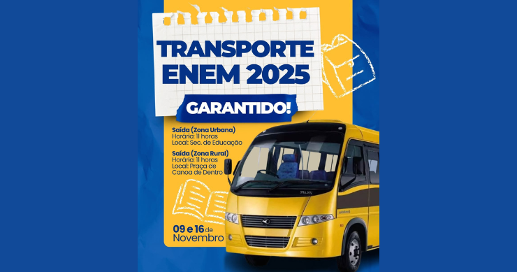 Prefeitura de Pedra Lavrada garante transporte para participantes do ENEM 2025