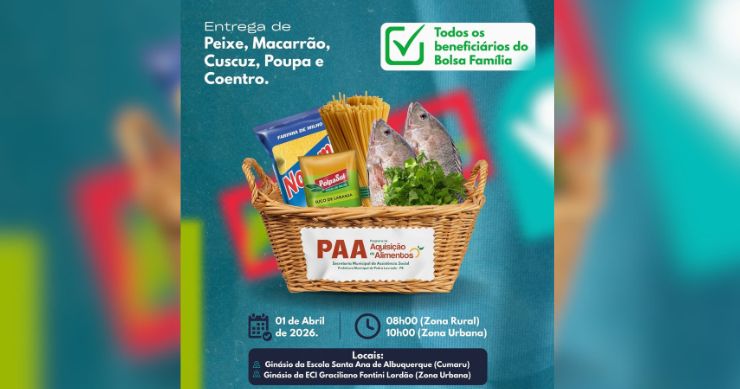 Entrega de peixe e alimentos será realizada no dia 1º de abril em Pedra Lavrada